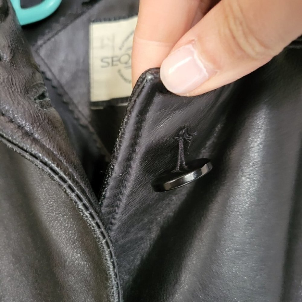 90s y2k vintage Leather blazer  jacket oversized small - Picture 13 of 14